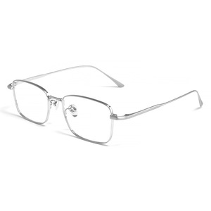 Gafas de Miopía Ultraligeras de Titanio Puro LEX, Montura de Alambre Plateado Estilo Ejecutivo, Lentes AC, Montura Cuadrada Retro de Aro Completo para Hombre - Product Image 2