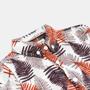 Chemises boutonnées hawaïennes à manches courtes en coton personnalisé <span class=keywords><strong>Chemise</strong></span> imprimée pour garçon de plage taille européenne et américaine pour enfant - Product Image 4