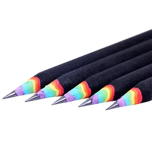 Promozionale Personalizzato Impresso Arcobaleno Nero Matite Giornale-Made Riciclato Giornale, Matita per Ufficio e Scuola Matita