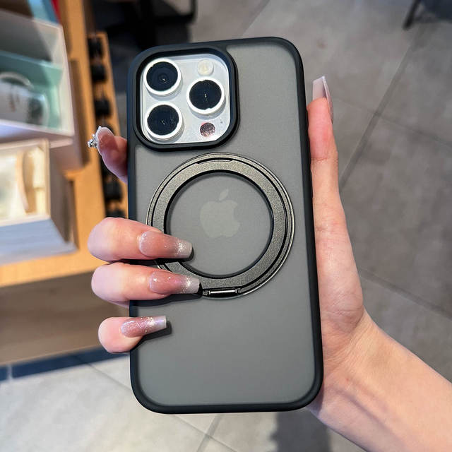 2025 New 360 Stand Magnetic Magnet Wireless Charging Shockproof Mobile Phone Cases Covers for iPhone 1112 13 14 15 Pro Max