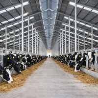 Kits de hangars à structure en acier à prix abordable pour l'élevage de poulets, porcs, chevaux, bovins, vaches et chèvres, et la conception d'entrepôts