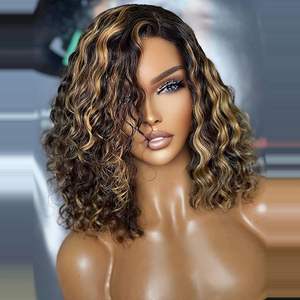 Perruque Bob Lace Front Wig péruvienne, cheveux humains bouclés, <span class=keywords><strong>couleur</strong></span> <span class=keywords><strong>Caramel</strong></span>, Double noie, perruque Body Wave, fournisseur de perruque Lace Front Wig, vente en gros - Product Image 6