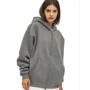 light grey casual plus size mens cotton vintage washed thick hood custom embroidery good quality hooded sweatshirt zip up hoodie