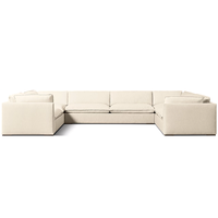 Ensemble de canapés sectionnels classiques en tissu California pour salon, avec accoudoirs effilés et bordure discrète, confortables et doux, mobilier de club et de maison