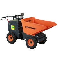 KONSTANT Mini Dumper Elettrico a 4 Ruote Motrici, Caricatore a Ruote Facile da Manovrare per Lavori Edili e Agricoli