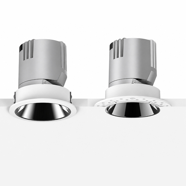 Aluminum Anti-glare Embedded Cob Spotlight Round Shape Home Office 7W 12W 20W Trimless Recessed LED Downlight
