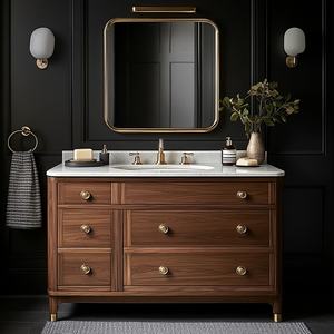 Moderno europeo antico classico <span class=keywords><strong>bagno</strong></span> vanità con specchio a LED personalizzato controsoffitto in marmo ardesia hotel classici <span class=keywords><strong>mobili</strong></span> da <span class=keywords><strong>bagno</strong></span> - Product Image 5