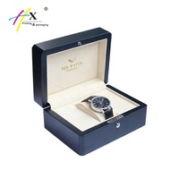 Luxe bleu marine couleur Mattelacquer verrouillage MDF affichage hommes poignet étui carte de garantie daim coussin connecté boîte de montre en bois