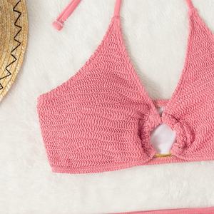 Conjunto de Bikini Brasileño de Tres Piezas 2025 con Sujetador Push-Up sin Tirantes, Tanga de Hilo, Diseño Sólido, Traje de Baño Transpirable de Poliéster/Nylon - Product Image 4