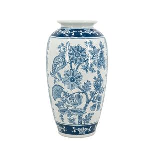Vaso da urna in ceramica e porcellana floreale blu chiaro e bianco HMS 15 \" - Product Image 2