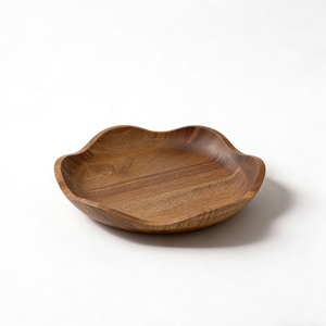 ของตกแต่งบ้านสไตล์โมเดิร์นรัสติก ชามไม้สักสำหรับใส่<span class=keywords><strong>ผล</strong></span><span class=keywords><strong>ไม้</strong></span>และเสิร์ฟอาหาร ชามไม้ตกแต่งขอบหยักขนาดกลาง - Product Image 1