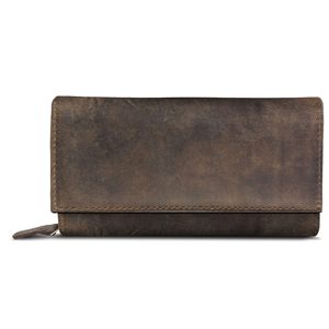 Men's Genuine Leather <b>Long</b> <b>Wallet</b> Dark Brown 6 Inch Zipper Closure Multi Card Slots Everyday Use - Product Image 2
