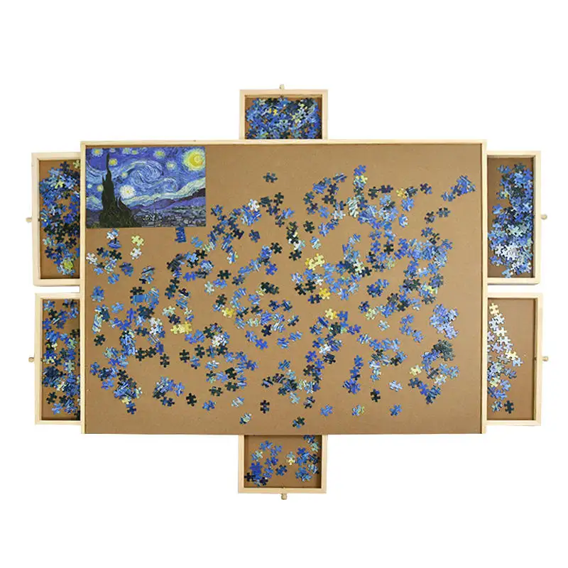 Gladde Plateau Fiberboard Werkblad Met 6 Schuifladen Verbeterde Houten Puzzelplaat 1500 Tafel