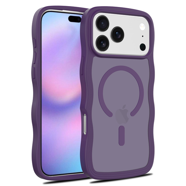 Sleek Touch Feeling Curly Wave Frame Shockproof Phone Cover Magnetic Charging TPU Phone Case for iPhone 17 16 15 Pro Max