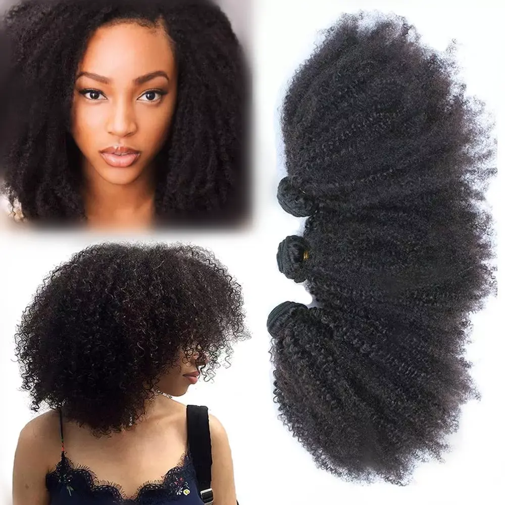 Toptan ucuz Afro Kinky kıvırcık dalga bakire 100% brezilyalı manikür hizalanmış insan saçı 4A 4B 4C saç demetleri