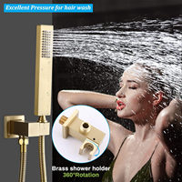 Système de douche à effet pluie doré avec 4 jets de corps Tête de mélangeur Pulvérisateur à main Douche de pluie Robinets thermostatiques Ensembles Combo Accessoire