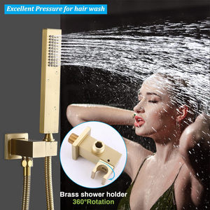 Gold Rainfall <strong>Shower</strong> <strong>System</strong> with 4 Body Jets Mixer Head Handheld Sprayer Rain <strong>Shower</strong> Thermostatic Faucets Sets Combo Accessory - Product Image 4