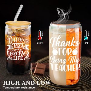 <span class=keywords><strong>Taza</strong></span> de Café de Vidrio de 16 oz con Logotipo <span class=keywords><strong>Personalizado</strong></span> de Fábrica y <span class=keywords><strong>Mensaje</strong></span> de Agradecimiento, <span class=keywords><strong>Taza</strong></span> de Cerveza con Tapa de Bambú y Pajita, Ideal para Regalo del Día del Maestro - Product Image 4