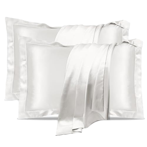 Taie d'oreiller en soie 100% tissée couleur unie, luxe léger, bio, textile de maison doux, 48x74cm, ouverture enveloppe, moderne - Product Image 1