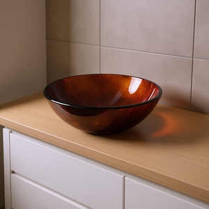 Vasque en verre ronde de 420 mm de diamètre, finition brillante, pour salle de bain - Product Image 2