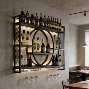 Étagères murales pliables en acier multicouche et porte-bouteilles pour bars, mobilier de bistrot et de club, meubles muraux pour la maison et les bars - Product Image 3