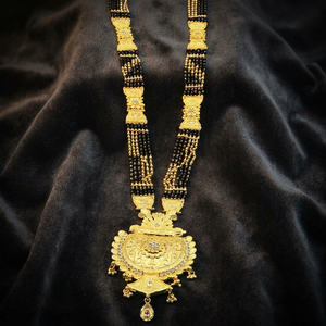 Wholesale 24K Micro Gold AD Stone Long Mangalsutra With Big Pendant, Traditional Wedding Jewelry, Forming AD Stone Mangalsutra. - Product Image 1