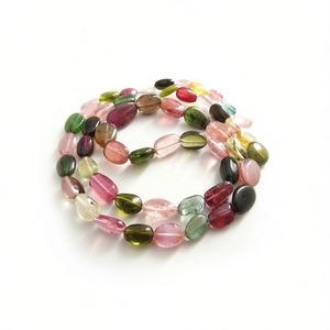 Tourmaline Multi Color Smooth Tumble Loose Nugget Natural Stone Gemstone Bead 12Inches 6-10MM Long Approx 0.35mm Hole Third - Product Image 1