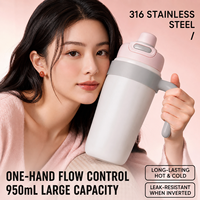 Bouteille Sportive Isotherme Grande Capacité 900ml en Acier Inoxydable à Double Paroi avec Paille, Tasse de Bureau pour Boissons Froides, Sublimation
