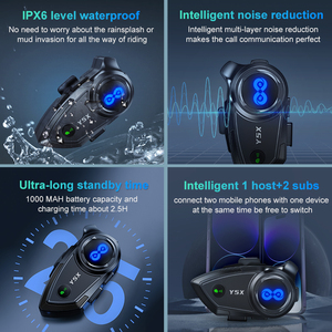 Y5X 1000 MAH largo trabajo motocicleta casco inalámbrico auriculares 18H 4 personas grupo intercomunicador 1km música compartir auriculares para casco - Product Image 5