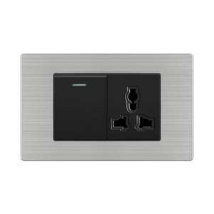 Residential General-Purpose Modern Stainless Steel Panel 118 Type Silver+Black Electric <strong>Outlet</strong> Wall <strong>Switch</strong> <strong>Socket</strong> - Product Image 2