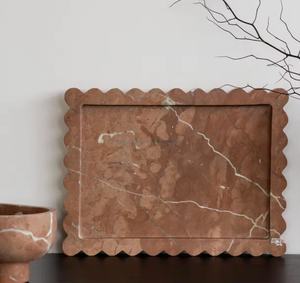 ถาดหินอ่อนธรรมชาติขนาดใหญ่ 40x30x2.5 ซม. ยี่ห้อ SAIDKOCC <span class=keywords><strong>ราคา</strong></span>จริง ถาดใส่ของตกแต่งบ้าน ขอบลายดอกไม้ หรูหรา - Product Image 4