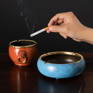 Copper Ashtray Round Large Size Nordic <b>Style</b> Tea Ceremony Accessory Home Living Room Use - Product Image 1