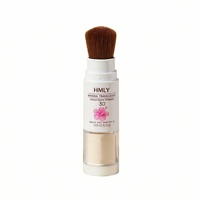 Poudre solaire minérale végétalienne biologique à marque privée avec pinceau SPF 30, contrôle du sébum, fini mat, translucide, sans danger pour les récifs, vente en gros