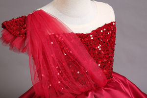 MQATZ Derniers Modèles Robe de Bal en Satin pour Fêtes d'Anniversaire Enfant, Robe à Paillettes et Nœud pour Mariages de Petites Filles et Rôles de Princesse Fleurie - Product Image 6