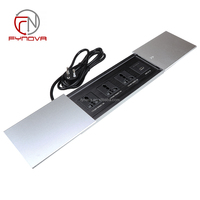 Caja de Enchufes para Mesa de Conferencias con Tapa Deslizante Doble, 3 Enchufes Universales, USB Tipo C y Cable Tailandés para Escritorio de Oficina