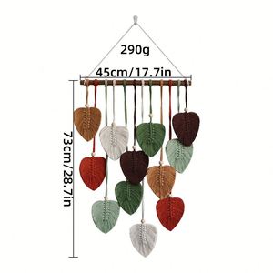 Tapiz de Pared de Macramé con Hojas de Estilo Nórdico Bohemio para Decoración de Fondo de Sala de Estar, Dormitorio y Hogar - Product Image 6
