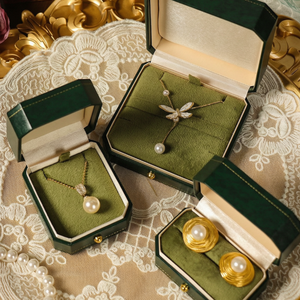Manufacturer Customizable High-end Leatherette Paper Jewelry <b>Box</b> for <b>Rings</b> Necklaces Pendants Earrings Set Wedding Proposal Gift - Product Image 5