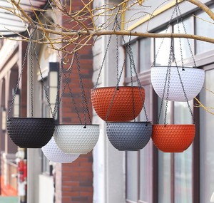 Rattan hanging plastic flower pot orchid hanging pot indoor basket resin wholesale