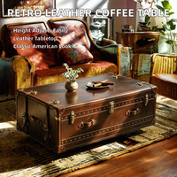 Table basse en bois rétro, table centrale en bois antique, style américain, meuble de rangement pour salon de thé ou bar