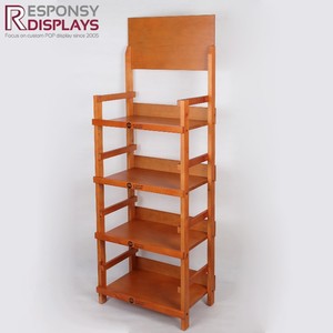 Cao cấp bằng gỗ đa tầng cán bánh mì hiển thị đứng với bánh xe cho cửa hàng bánh ngọt tươi trình bày và dễ dàng di chuyển - Product Image 5