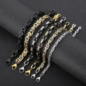 Pulsera Bizantina <span class=keywords><strong>KALEN</strong></span> de Acero Inoxidable con Eslabones de 4/5/6/7/8mm Estilo Hip Hop Bañada en PVD Oro de 18K, Plata o Negro - Product Image 3