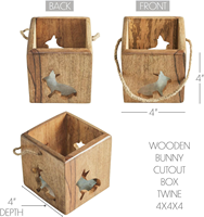 Boîte en bois découpée en forme de lapin Bunny Hop avec ficelle 4x4, décorations de printemps, figurines de Pâques pour la table de la maison