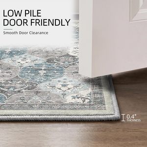 Tapis marocain vintage à motif treillis, extra large, bleu, durable, doux, lavable, antidérapant, pour la maison, le bureau, la chambre à coucher - Product Image 4