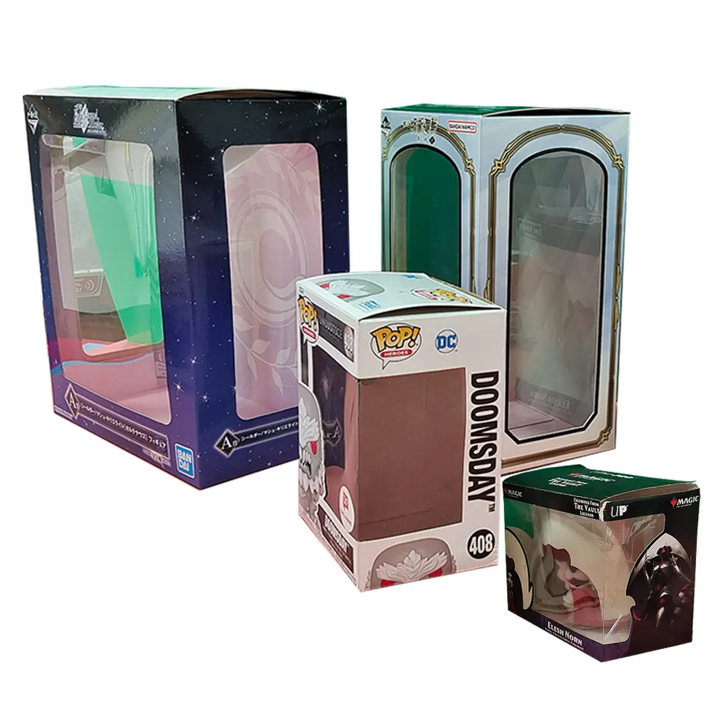 Guangdong Anime Blind Box natale personalizzato lusso mistero fiore carta cartone imballaggio scatole regalo con finestra in plastica PVC