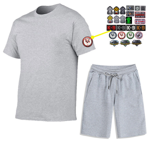 Tute da uomo con Logo personalizzato in cotone con 15 colori per la vendita calda <span class=keywords><strong>T</strong></span>-<span class=keywords><strong>Shirt</strong></span> grafica Set corto in due pezzi di abbigliamento e Set da Jogging - Product Image 3