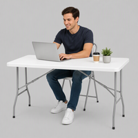 Table pliante en plastique HDPE blanc JDZZ-131 de 6 pieds pour événements et repas d'hôtel - Design moderne, écologique et portable