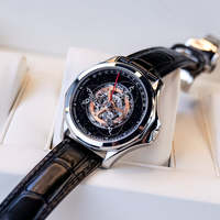 Montre mécanique automatique OEM ODM avec logo personnalisé, affichage des heures erratiques, affichage satellite, acier inoxydable 316L, cuir, réserve de marche