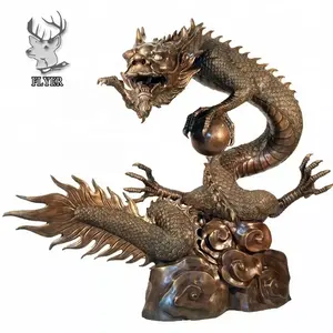 Наружное украшение, садовая скульптура дракона, металлическая Бронзовая скульптура дракона для продажи