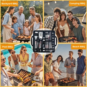 2025 nướng thịt nướng phụ kiện công cụ thép không gỉ BBQ bàn chải công cụ thiết lập thịt nướng ngoài trời nguồn cung cấp BBQ nướng thiết lập với mang theo túi - Product Image 6