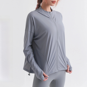Chaqueta de fitness suave y transpirable sin planchado Sudadera con capucha de secado rápido con cremallera para Top de yoga informal y para correr - Product Image 2